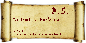 Matievits Surány névjegykártya